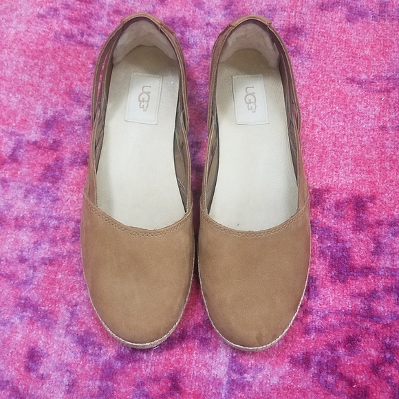 UGG Tippie Brown Nubuck Suede Leather Ballet Flats - Picture 8 of 9